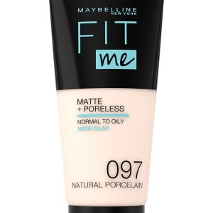 Maybelline Fit Me Foundation, Matte & Poreless, Full Coverage Blendable Normal to Oily Skin, 097 Natural Porcelain