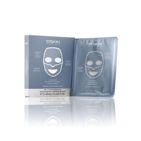 111SKIN Sub-Zero De-Puffing Energy Facial Mask | Fragrance Free | Tighten, De-Puff & Refresh | Peptides & Caffeine | Set of 5 (1 oz each)