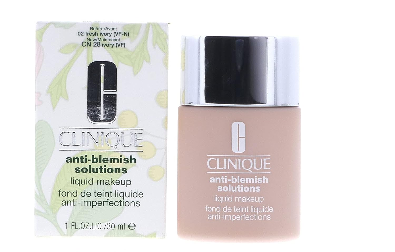 ''NEW! Clinique Acne Solutions Liquid Makeup, 1 oz / 30 ml, 02 Fresh Ivory (VF-N)''