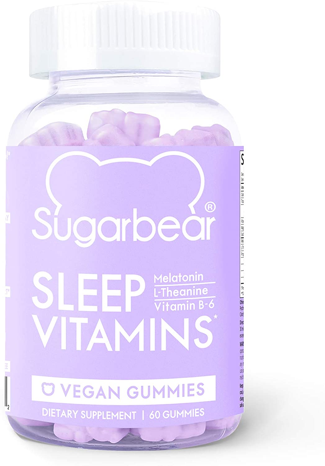 ''SugarBear Sleep, Vegan Gummy VITAMINS with Melatonin, 5-HTP, Magnesium, L-Theanine, Valerian Root, 