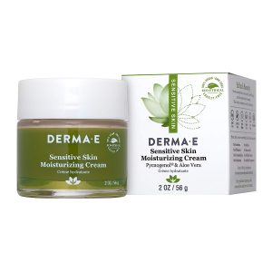 DERMA-E Sensitive Skin Moisturizing Cream – Gentle, Unscented Daily Face Moisturizer – Soothing Facial Cream with Pycnogenol and Vitamins A, C and E - Reduces Redness and Irritation, 2 oz