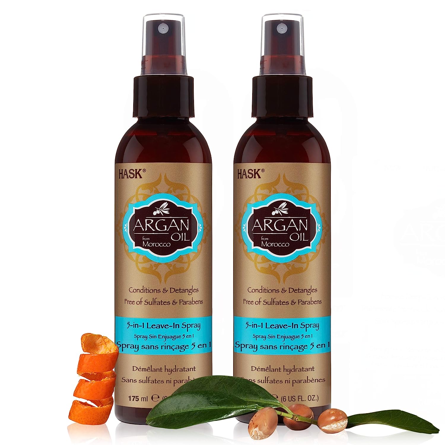 ''HASK Repairing ARGAN OIL 5-in-1 Leave In Conditioner Spray for all HAIR types, color safe, gluten f