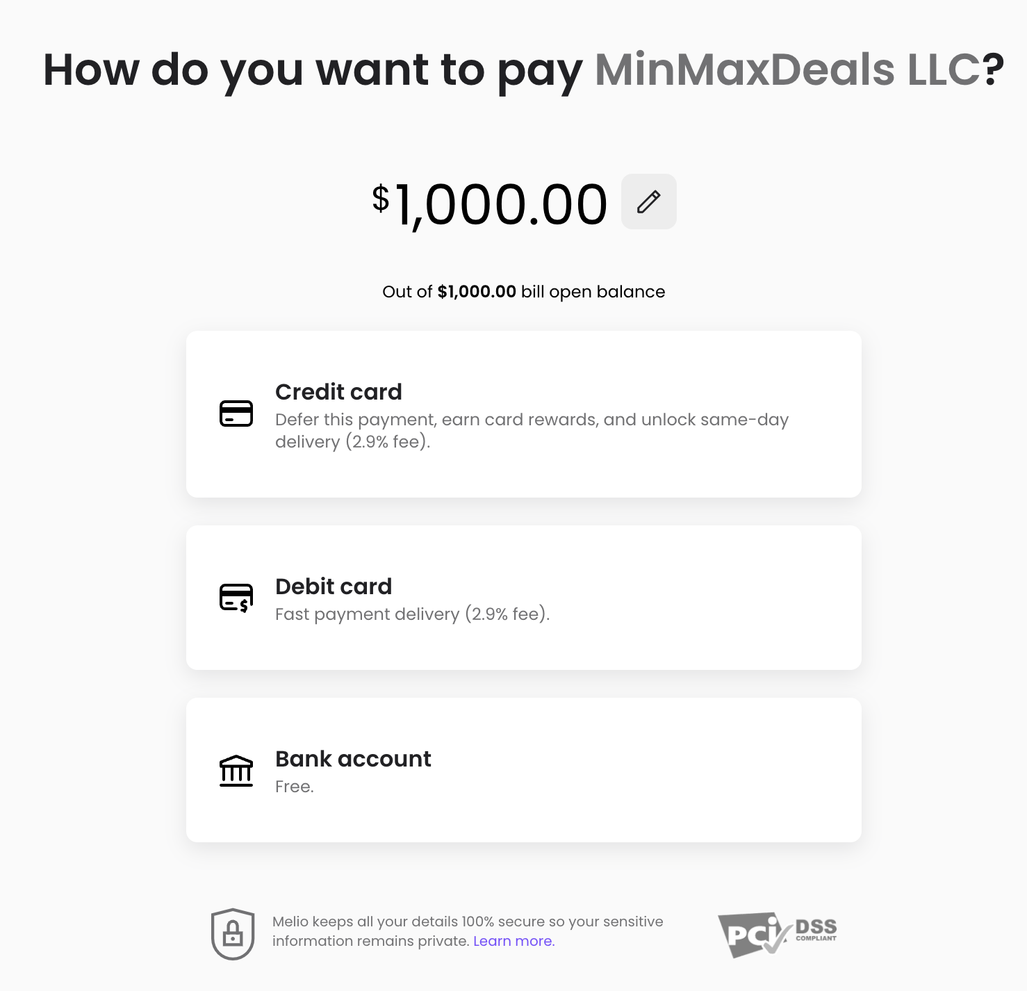 Melio Payment Instruction