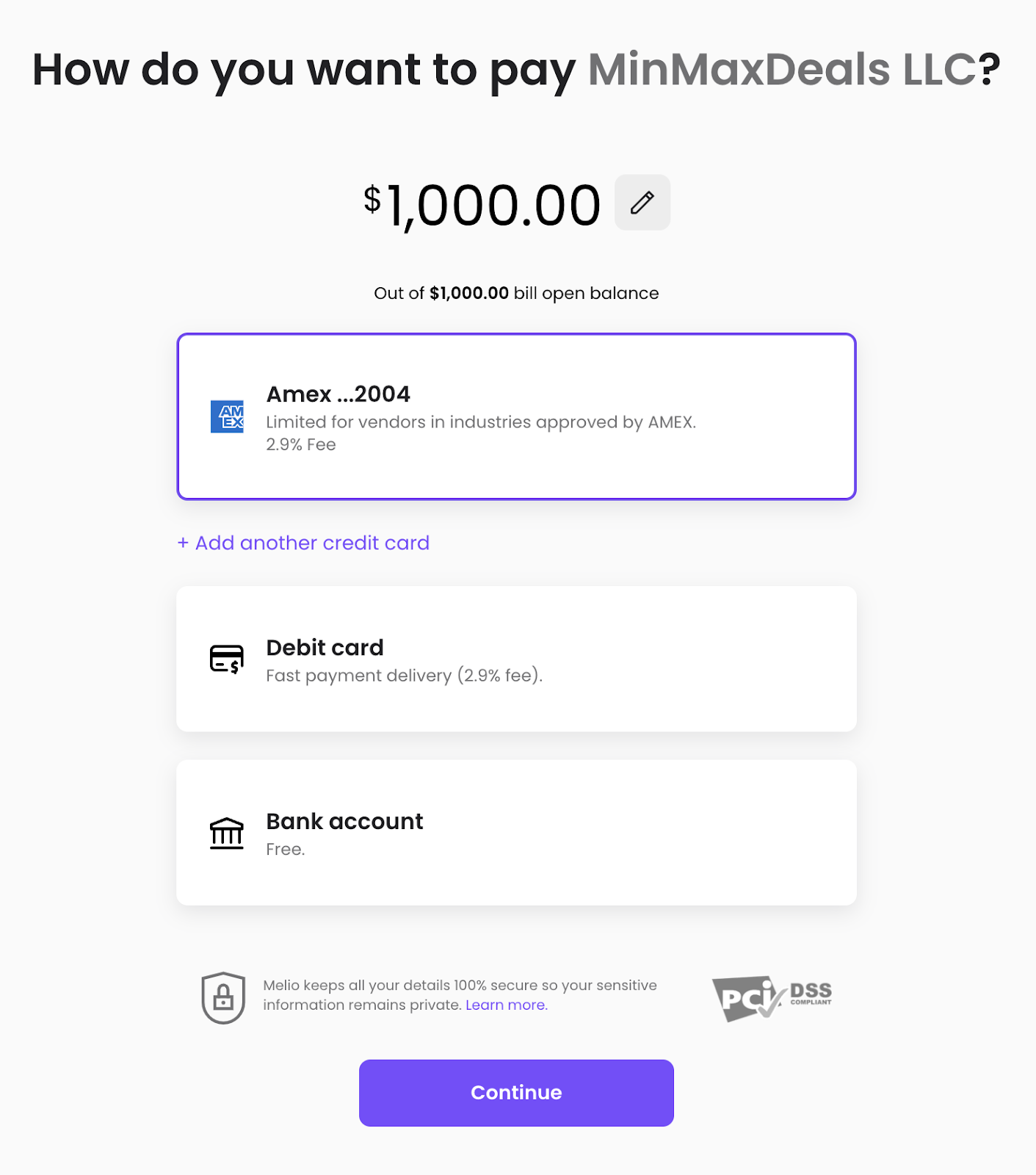 Melio Payment Instruction