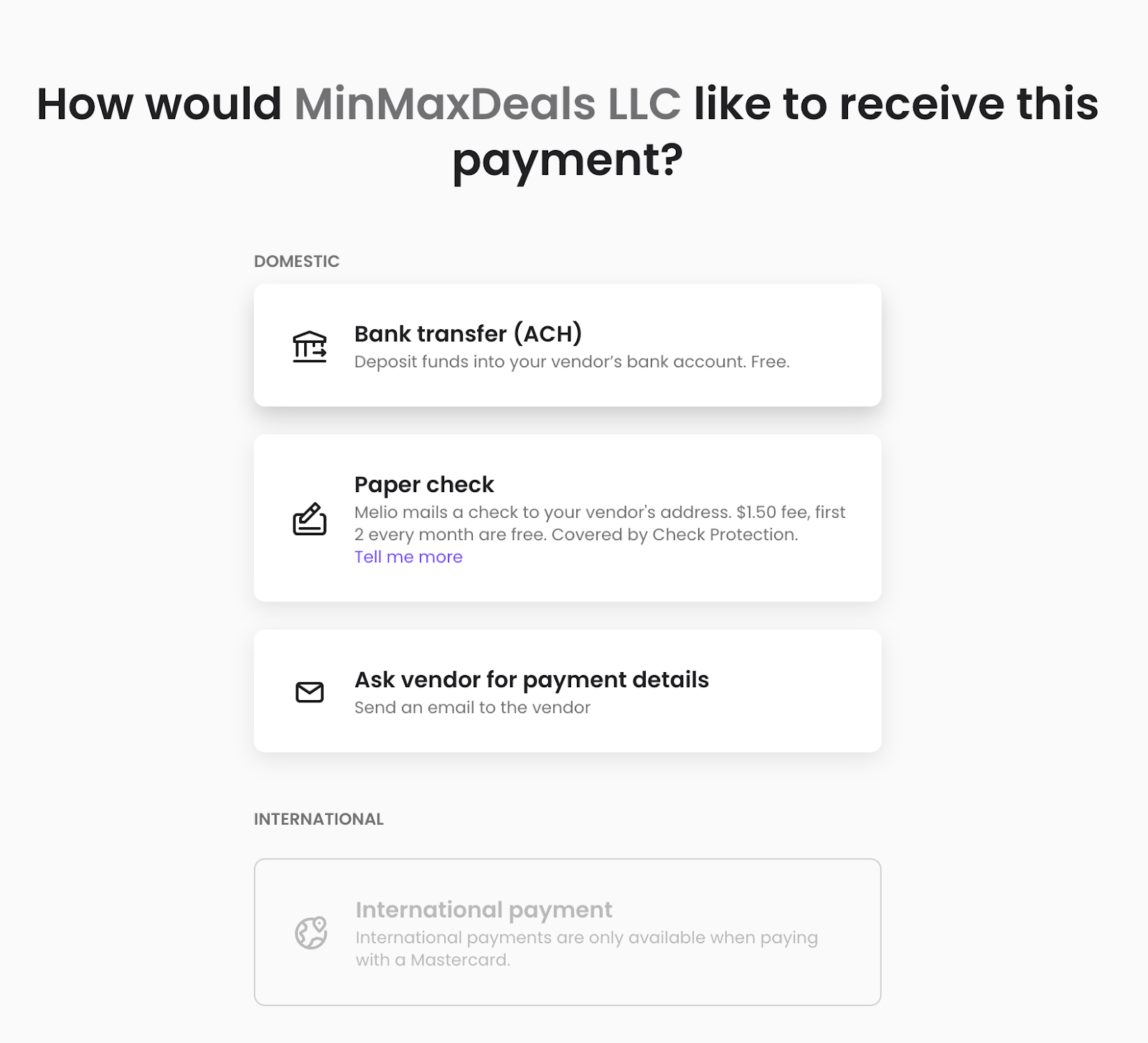 Melio Payment Instruction