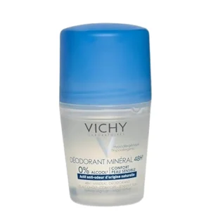 Vichy Mineral 48H Aluminum Free Deodorant, Roll-On 50 ml Deo | 15 Minerals of Volcanic Water For Anti-Odor Efficiency Up to 48 Hours